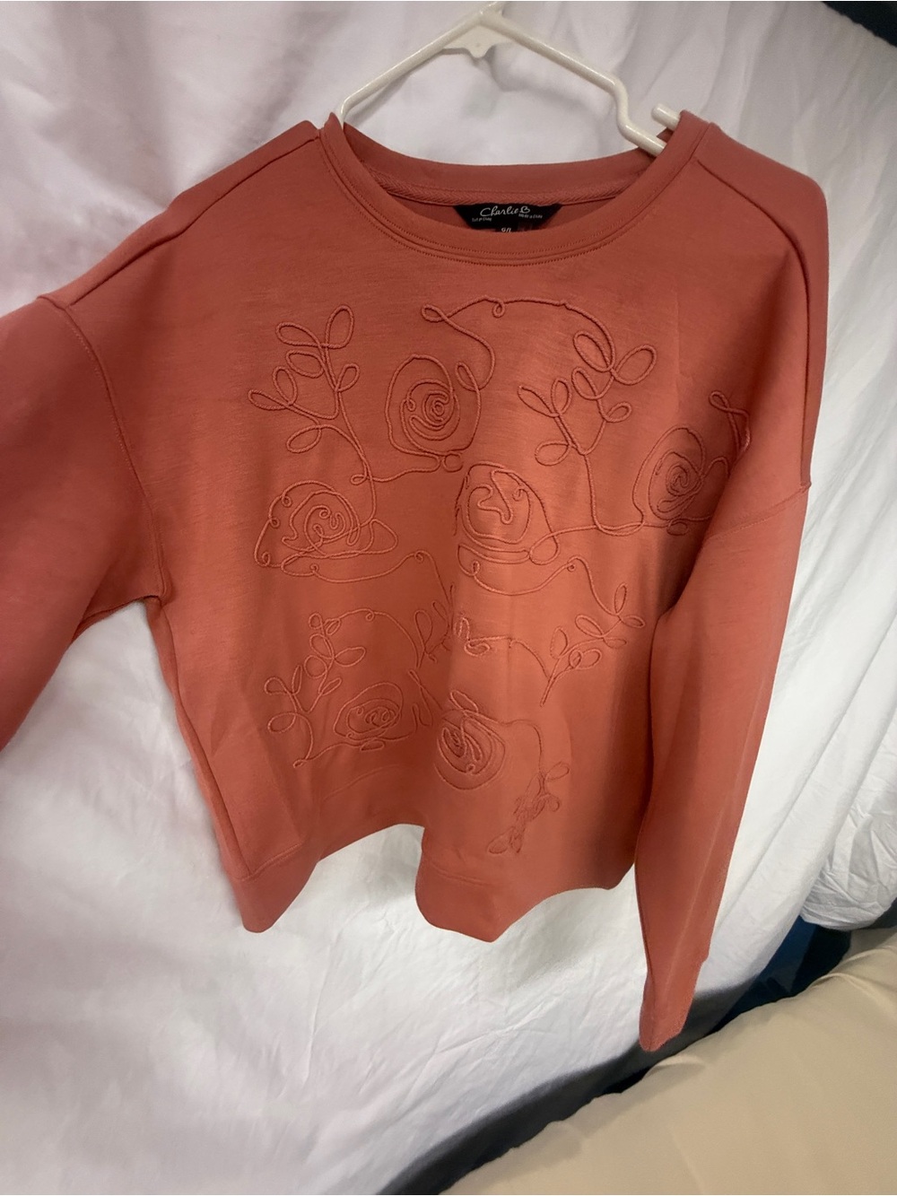 Charlie B Embroidered Crewneck Sweatshirt - Dusty Rose